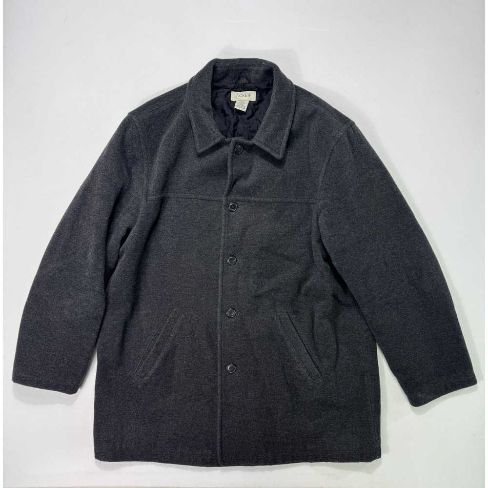 J Crew Quilted Jacket Men's XLT Grey Wool Thinsulate Coat Buttons Pockets VTG